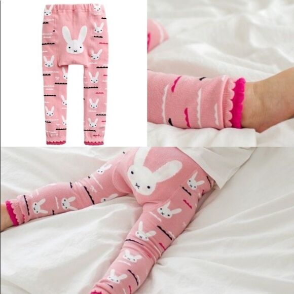 𝅺New! Baby Girl Bunny Ruffle Leggings Easter - Picture 1 of 1